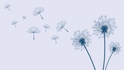 Flying Dandelion Seeds, Vector Icon. Vector Isolated Decoration Element From Scattered Silhouettes.