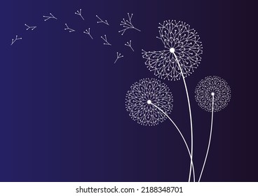 Semillas de diente de león volando, icono del vector. Elemento de decoración vectorial aislado de siluetas dispersas.