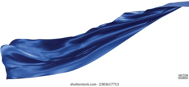 Fondo de la bandera de la seda textil azul oscuro que vuela. Satin azul suave y elegante aislado de fondo blanco para la gran ceremonia de inauguración. Cortina azul oscuro. 3.ª ilustración vectorial