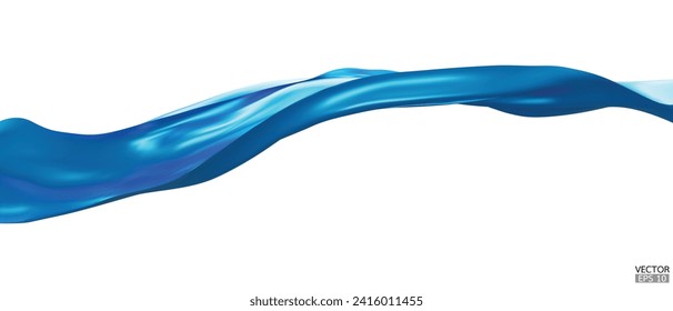 Fondo de la bandera de la seda textil azul oscuro que vuela. Satin azul suave y elegante aislado de fondo blanco para la gran ceremonia de inauguración. Cortina azul oscuro. 3.ª ilustración vectorial