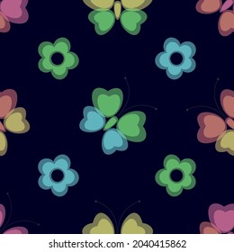 flying decorative butterflies seamless vector rainbow colors