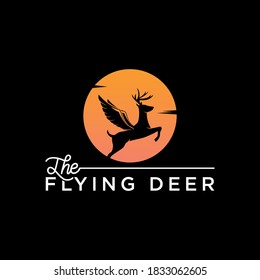 flying deer logo design idea, deer silhouette