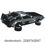 Flying Delorean DMC-12, in 4 colors