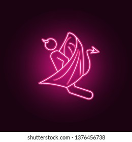 flying demon neon icon. Elements of Angel and demon set. Simple icon for websites, web design, mobile app, info graphics