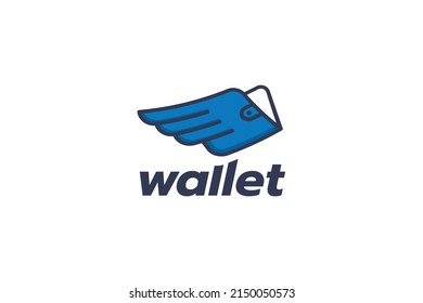 flying digital wallet logo with wings for any business svg
