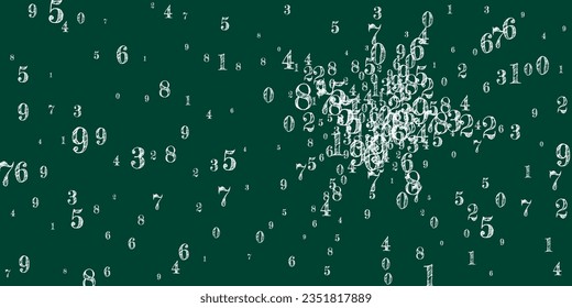 Flying digits and numbers. School math notebook cover. Back to school mathematics banner on blackboard background. Falling numbers vector illustration.