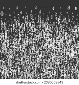 Flying digits and numbers. School math notebook cover. Back to school mathematics banner on blackboard background. Falling numbers vector illustration.