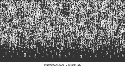 Flying digits and numbers. School math notebook cover. Back to school mathematics banner on blackboard background. Falling numbers vector illustration.