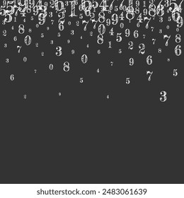 Flying digits and numbers. School math notebook cover. Back to school mathematics banner on blackboard background. Falling numbers vector illustration.