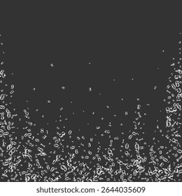 Dígitos e números voadores. Capa de caderno de matemática da escola. De volta à escola de matemática banner sobre fundo quadro-negro. Ilustração do vetor de números decrescentes.