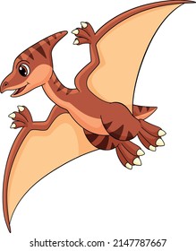 Flying dinosaur. Cute winged dino. Pteranodon icon