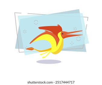 Flying dinosaur illustration. Creature, colored dino, animal. Nature concept. Vector illustration can be used for topics like history, school, children books