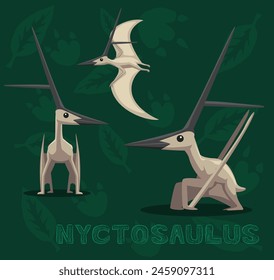 Flying Dinosaur Nyctosaurus Cartoon Vector Illustration