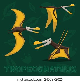 Flying Dinosaur Tropeognathus Cartoon Vector Illustration