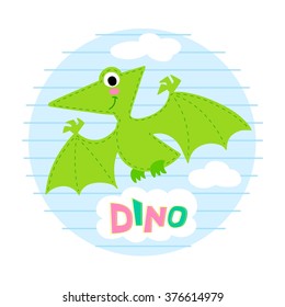 Flying dinosaur vector illustration. Dinosaur