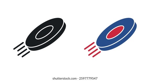 Flying disc colored icon set. Stock Vector