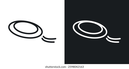 Flying disc vector icon set in black and white color.