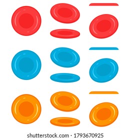 Flying disc vector set isolated on a white background.