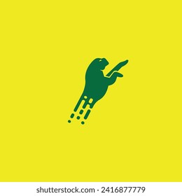 flying dog in green colors in front of the background