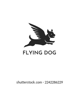 The flying dog logo vector is simple and modern, suitable for any business, especially the dog bird animal character.