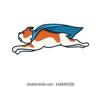 Flying Dog with Super Power or Super Dog Illustration