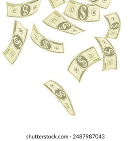 Flying dollar bills. Vector illustration