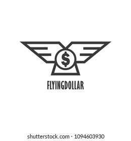 flying dollar icon logo