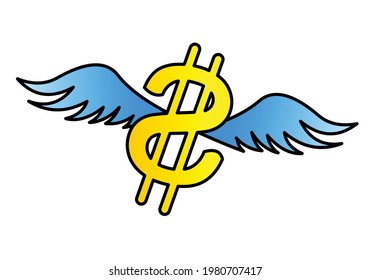 Flying dollar money concept vector illustration on white background
