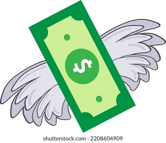 flying dollars. Deposit, wealth, accumulation and inheritance. Flat vector cartoon money illustration. Objects isolated on a white background.