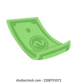 Flying dollars flat for web design. Cartoon falling money pack isolated on white background vector illustration. Currency, investment and wealth concept