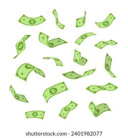 flying dollars illustration, falling paper money