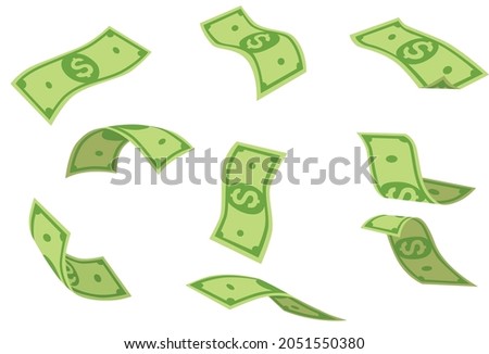 Flying dollars set Vector Illustration