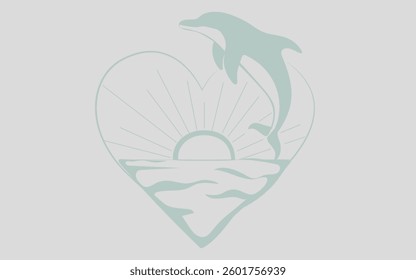 Flying dolphin vector graphics illustration
