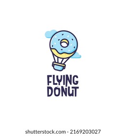 Flying donut logo illustration vector