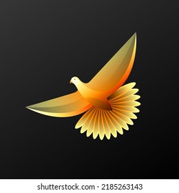 Flying dove abstract gradient logo isolated on black background