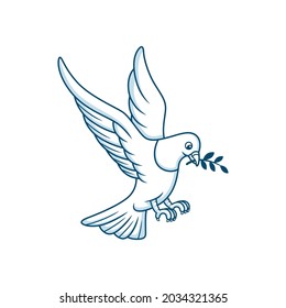 flying dove bird cartoon isolated on white background