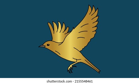 Flying Dove bird icon. Cute Golden Flying Dove bird vector illustration.
