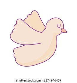 flying dove cartoon icon flat isolated