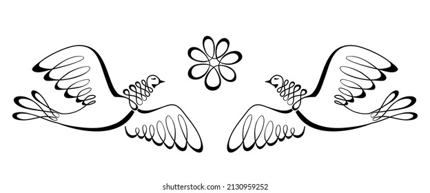 Flying dove. Easter. The symbol of purity. Christian faith. Holy Spirit. Vector illustration.