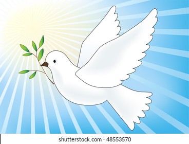 Flying dove. Easter vector illustration.