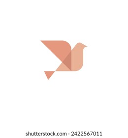 Flying dove geometric logo vintage style.