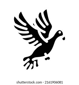 flying dove glyph icon vector. flying dove sign. isolated contour symbol black illustration
