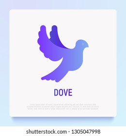 Flying dove in gradient flat style. Modern vector illustration for logo.