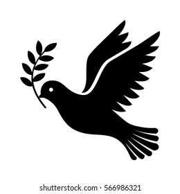 Flying Dove Holding An Olive Branch As A Sign Of Peace Flat Vector Icon For Apps And Websites