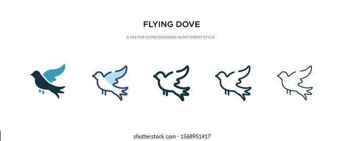 flying dove icon in different style vector illustration. two colored and black flying dove vector icons designed in filled, outline, line and stroke style can be used for web, mobile, ui