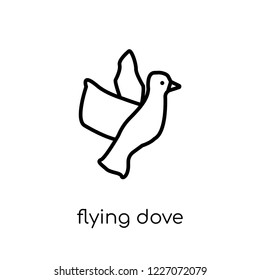 Flying Dove icon. Trendy modern flat linear vector Flying Dove icon on white background from thin line animals collection, editable outline stroke vector illustration