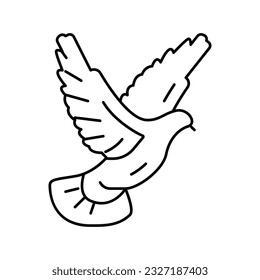 flying dove line icon vector. flying dove sign. isolated contour symbol black illustration
