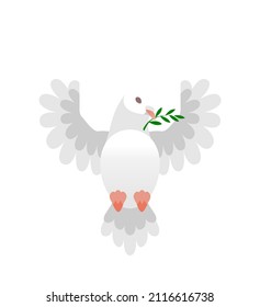Flying dove with an olive branch