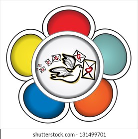 flying dove on the background of stylized ornament
