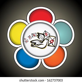 flying dove on the background of stylized ornament